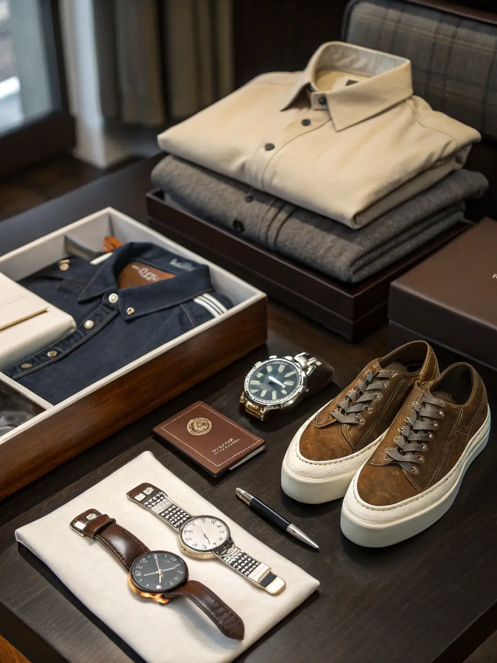 A captivating image showcasing a selection of high-end freebies and gifts received by Ponytail Bill LUXE members, emphasizing the added value of membership.