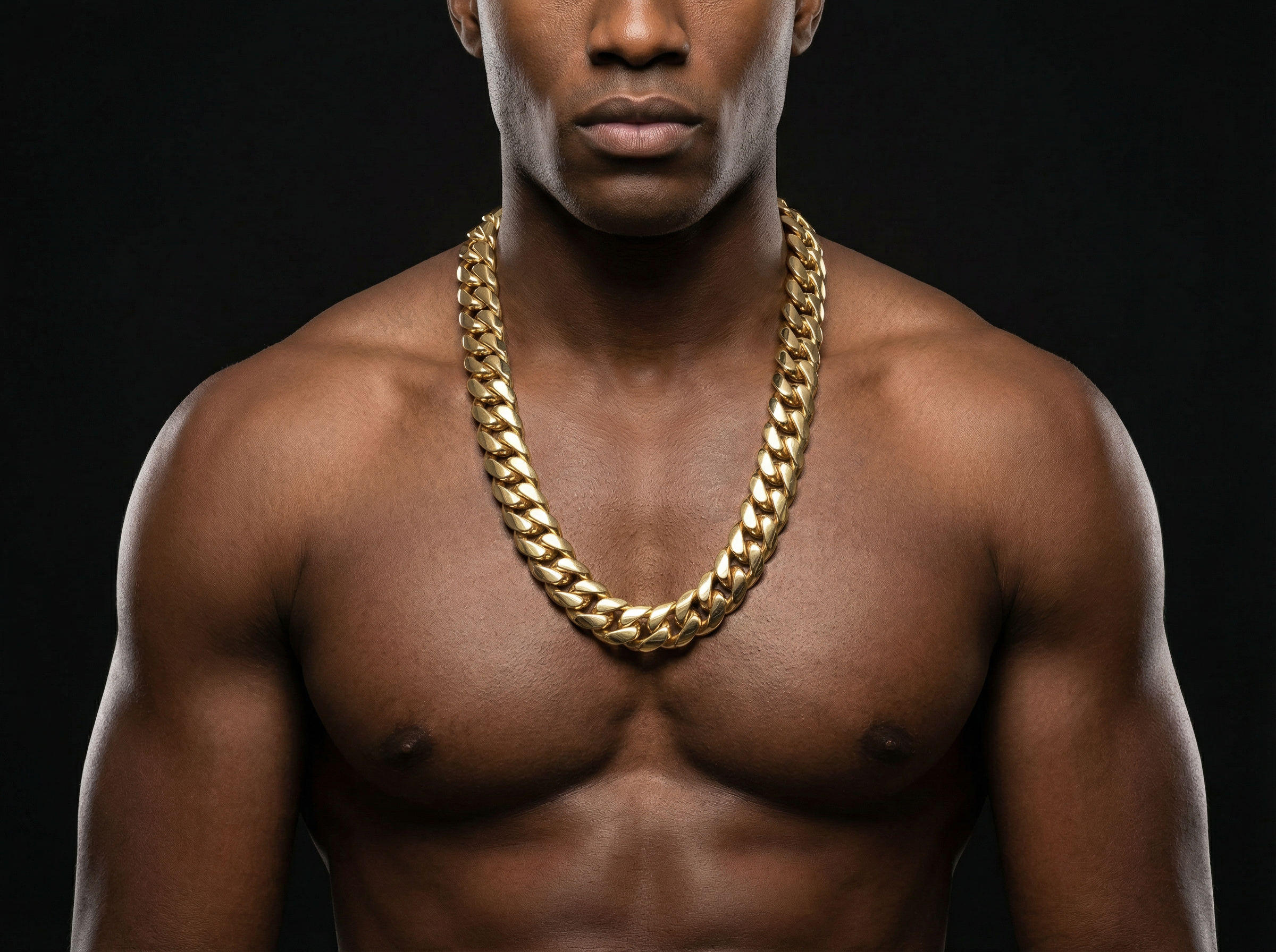 18ct Gold Cuban Chain Worn