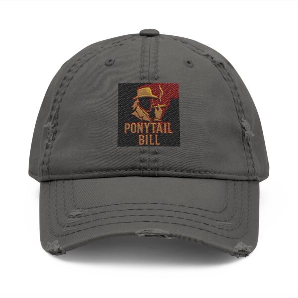 Ponytail Bill LUXE Distressed Dad Hat — Embroidered Cap