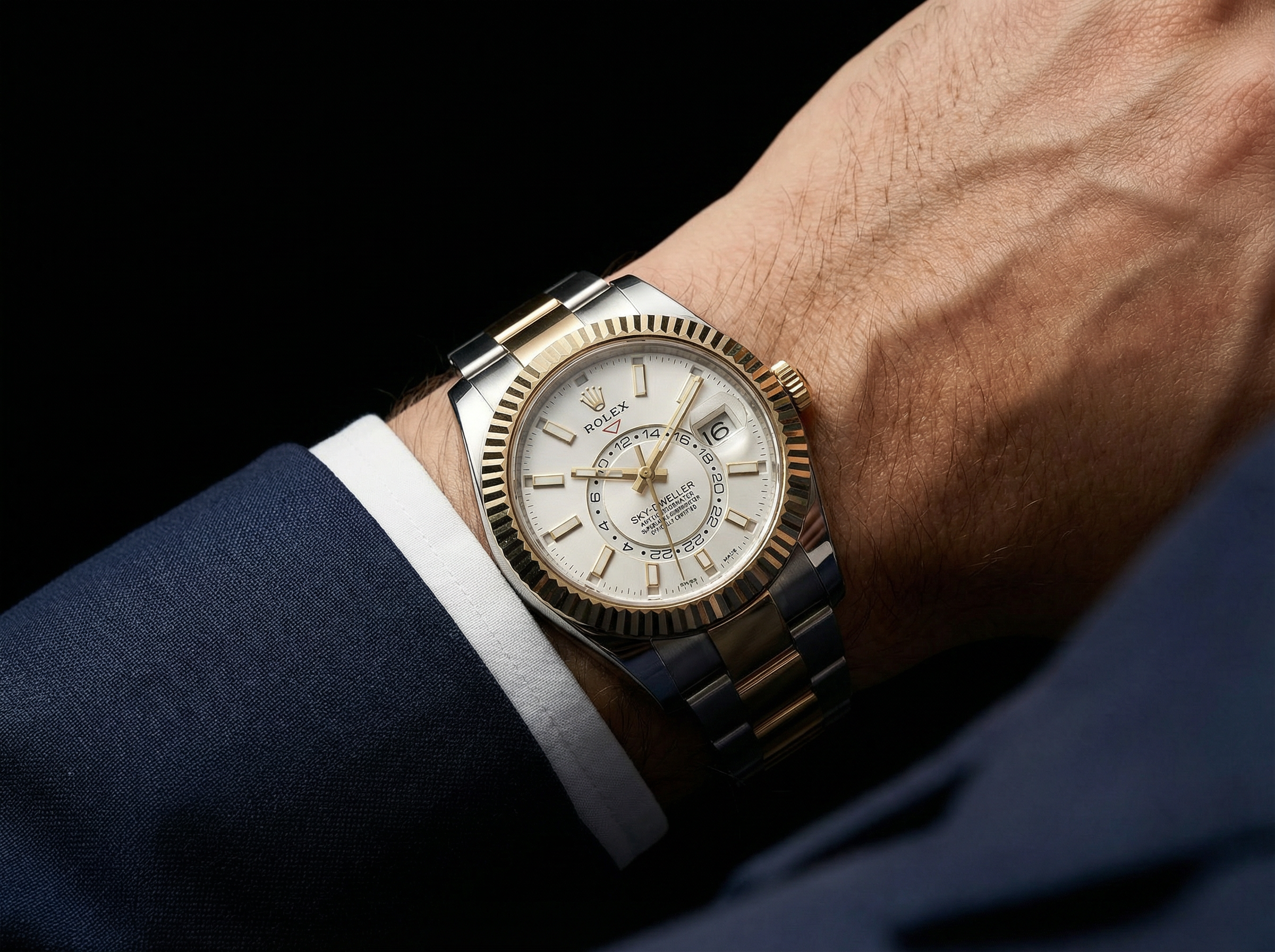 Rolex Sky-Dweller worn on wrist